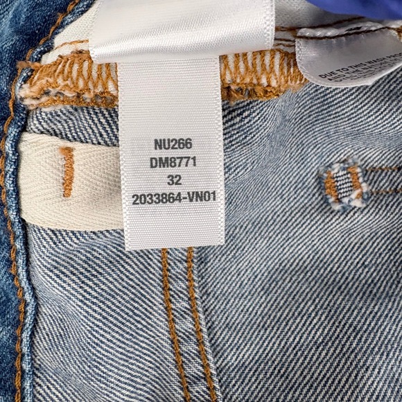 Madewell Jeans Women 32 (Fit 38x29.5) Blue Dean Easy Straight Distressed Raw Hem - Picture 7 of 13